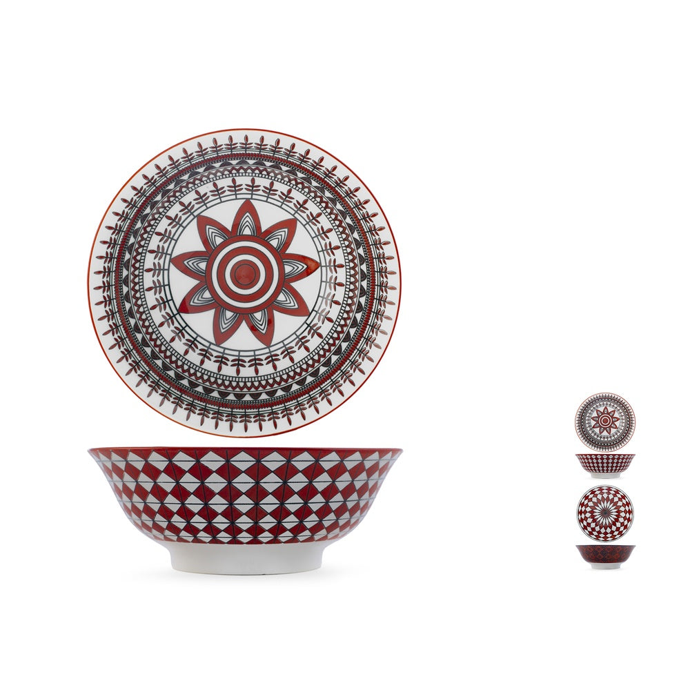 21 cm - H&H Nomad Bruno Barbieri Coppa Poke Texture Assortite In Porcellana Premium - Set 4 Pz