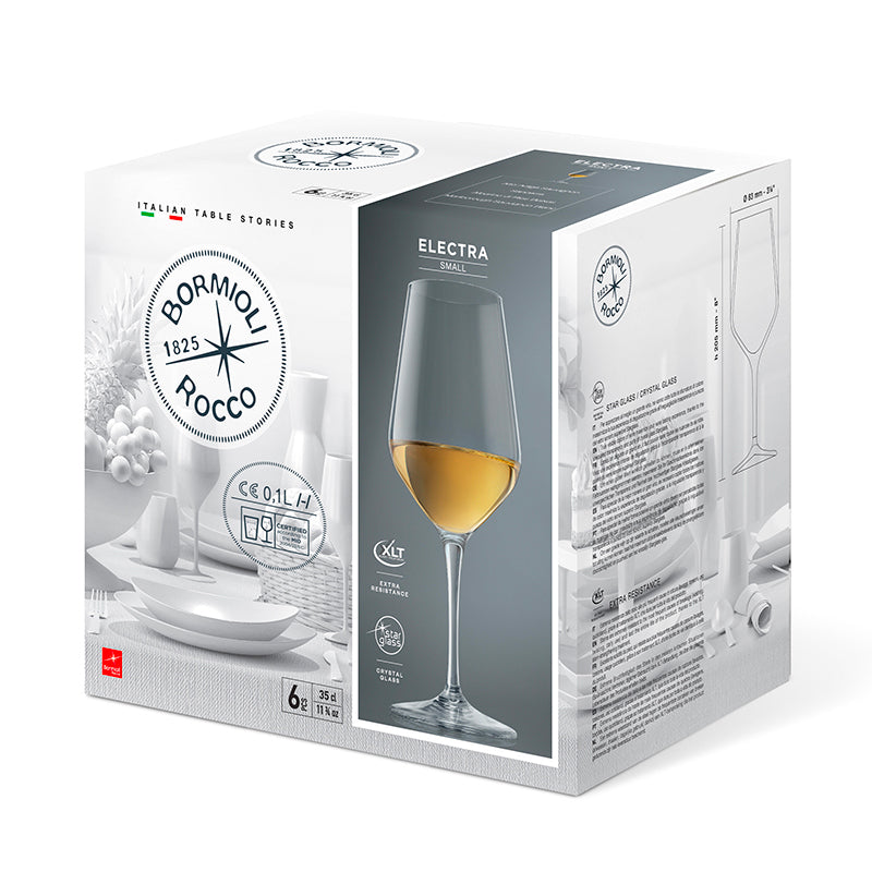 35 Cl Bormioli Rocco Electra Calice Vino Bianco In Vetro Set 6 Pezzi