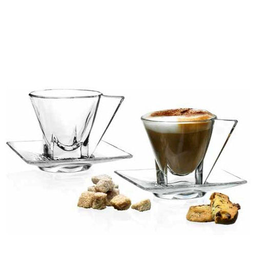 19 Cl Rcr Fusion Tazza Cappuccino In Vetro Set 2 Pezzi