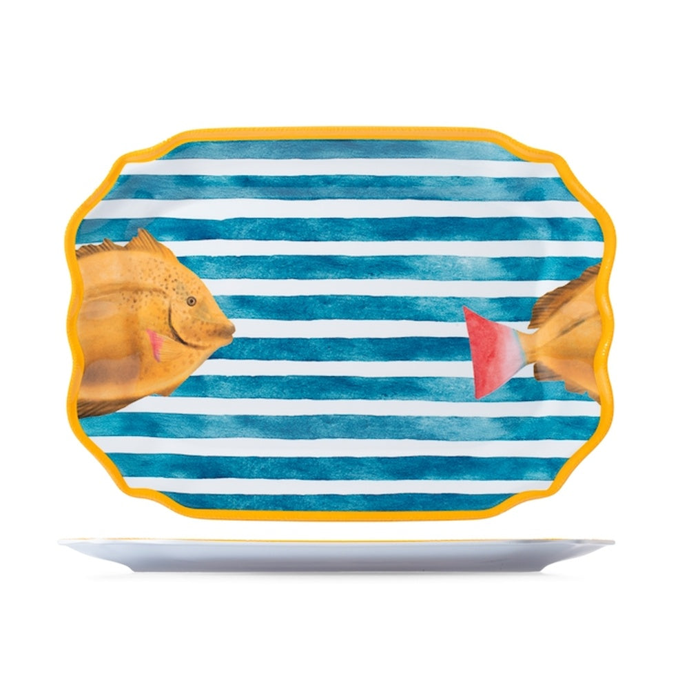 45x33 cm - H&H Marea Piatto Rettangolare In Melamina - Set 6 Pz