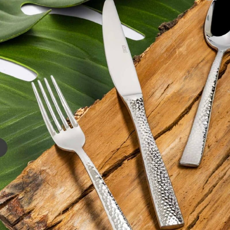 Abert Rinascimento Cucchiaio Tavola Martellato In Acciaio Inox Set 12 Pz