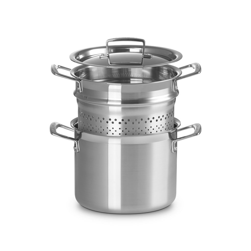 Le Creuset Acciaio Inox Pastaiola Casseruola Alta Con Scolapasta In Acciaio Inox 3-Ply