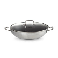 Le Creuset Acciaio Inox Wok Antiaderente In Acciaio Inox Con Coperchio In Vetro