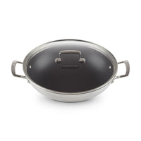 Le Creuset Acciaio Inox Wok Antiaderente In Acciaio Inox Con Coperchio In Vetro