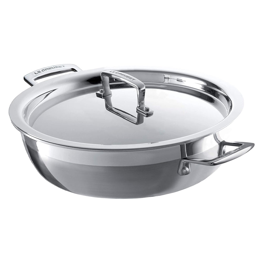30 cm - Le Creuset Inox Essential Tegame Basso Con Coperchio In Acciaio Inox