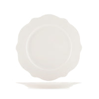27 cm - H&H Blanc Piatto Piano Festonato In Porcellana Set 6 Pz