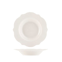 21.5 cm - H&H Blanc Piatto Fondo Festonato In Porcellana Set 6 Pz