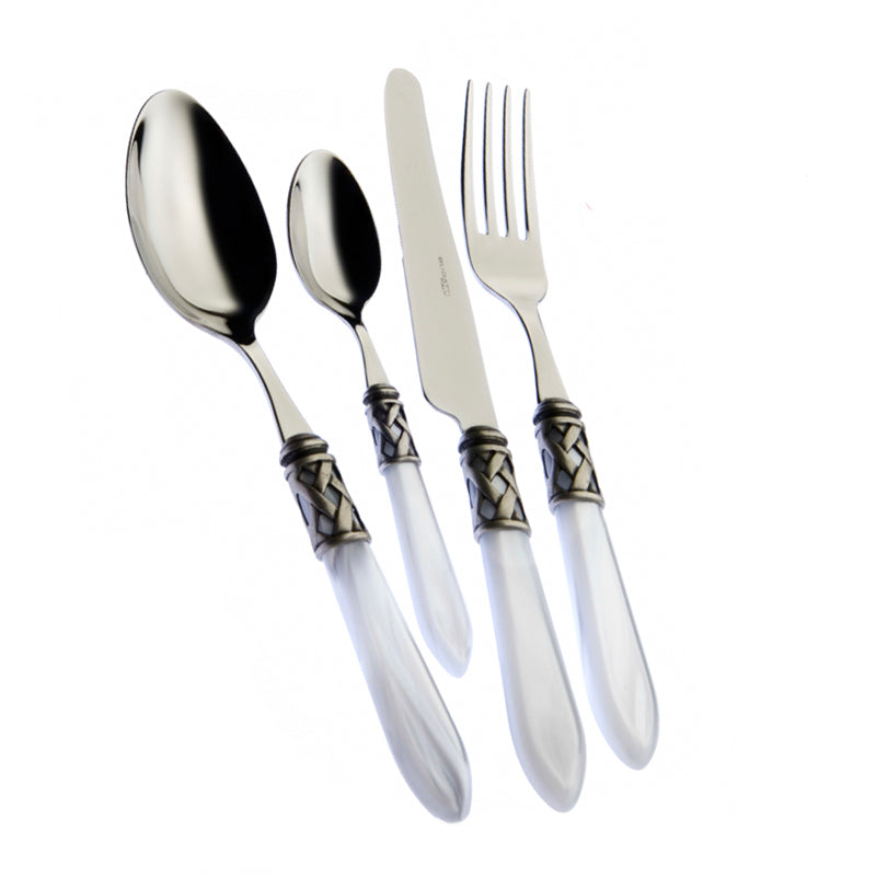 Bugatti Aladdin Servizio Posate Ghiera Argentata Acciaio Inox E Acrilico Set 24 Pz