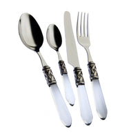 Bugatti Aladdin Servizio Posate Ghiera Argentata Acciaio Inox E Acrilico Set 24 Pz