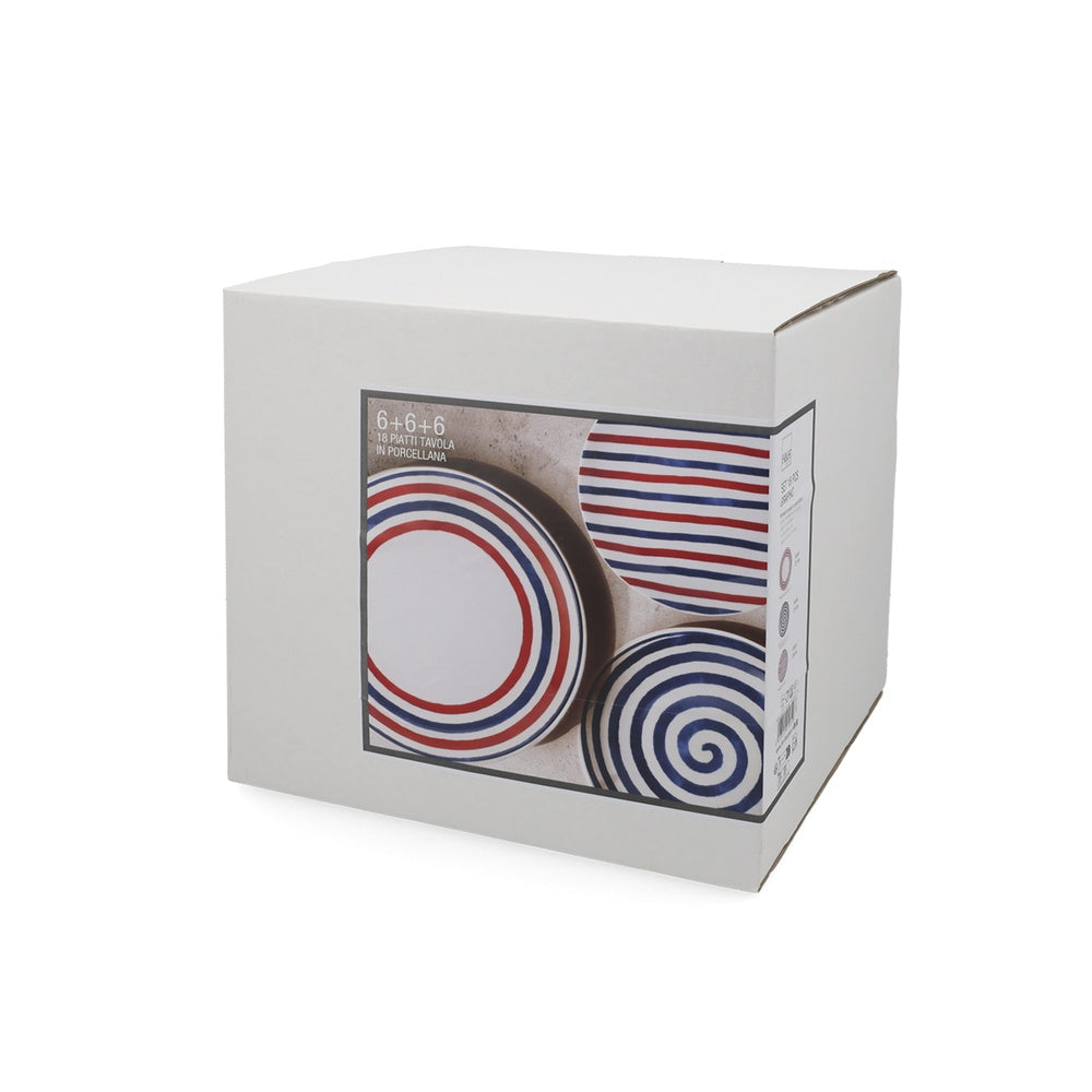 H&H Coupe Graphic Servizio Piatti In Porcellana - Set 18 Pz