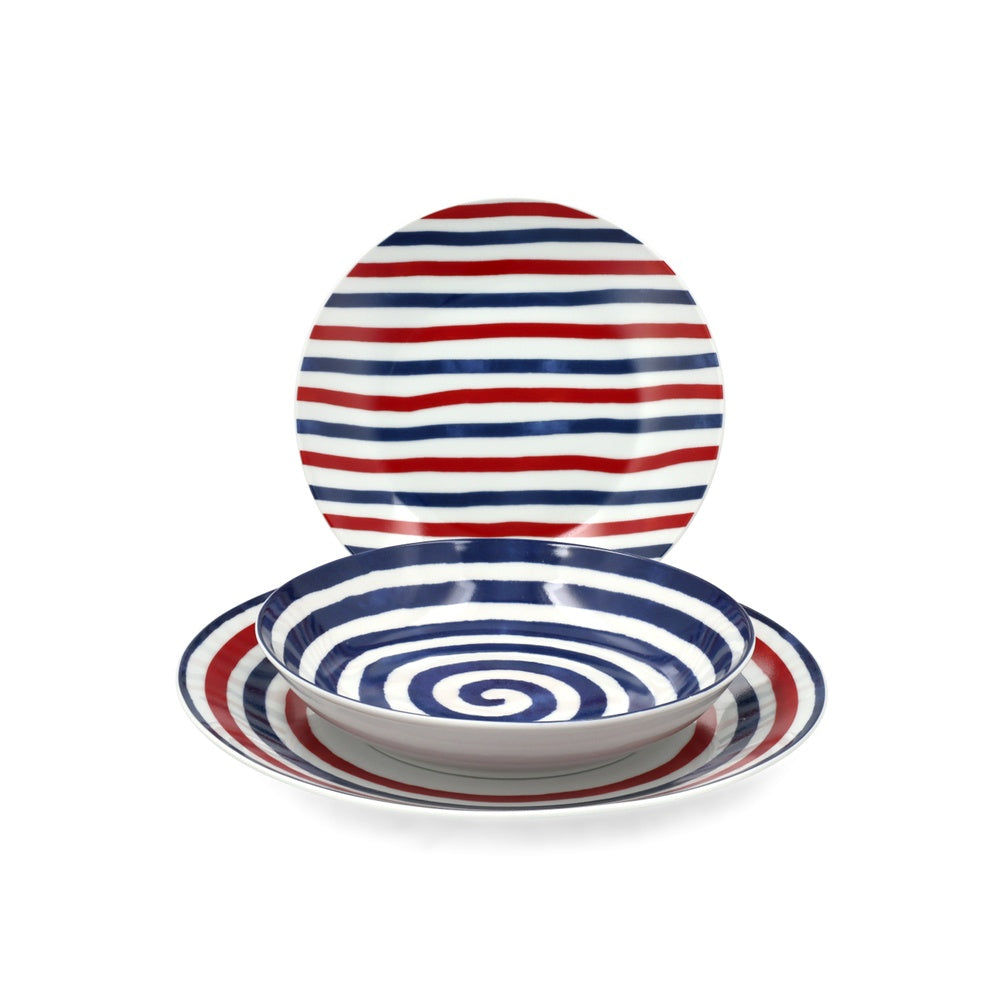 H&H Coupe Graphic Servizio Piatti In Porcellana - Set 18 Pz