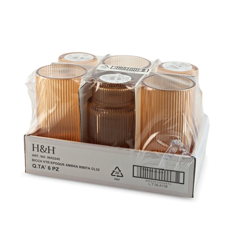 32 cl - H&H Epoque Bicchiere Bibita In Vetro - Set 6 Pz