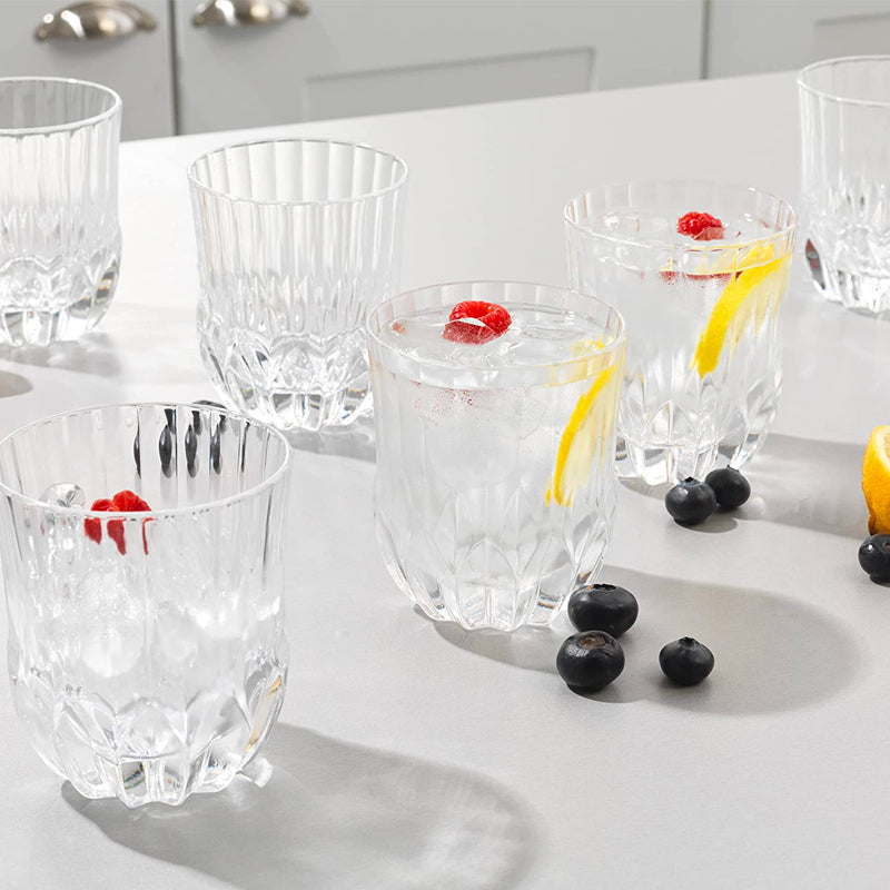 35 Cl Rcr Adagio Bicchiere Acqua Rigato In Vetro Set 6 Pezzi