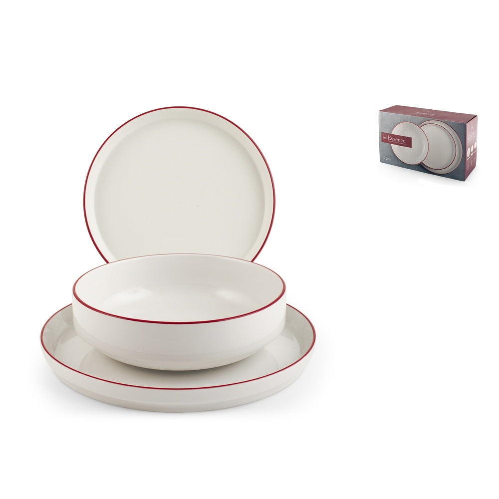 H&H Essence Red Servizio Piatti In Porcellana - Set 18 Pz