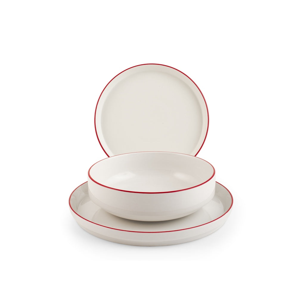 H&H Essence Red Servizio Piatti In Porcellana - Set 18 Pz