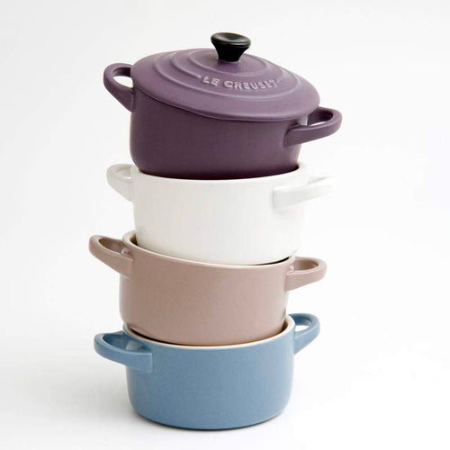 10 Cm Le Creuset Mini Cocotte Casseruola Rotonda In Gres Vetrificato Set 4 Pz