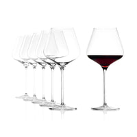 70 8 Cl Stolzle Lausitz Quatrophil Calice Vino Rosso Burgundy In Vetro Set 6 Pezzi