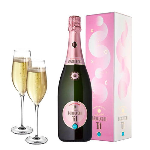 61 Rose Franciacorta Docg Cantine Berlucchi Set 2 Calici Bormioli Luigi Vinea 42 Cl