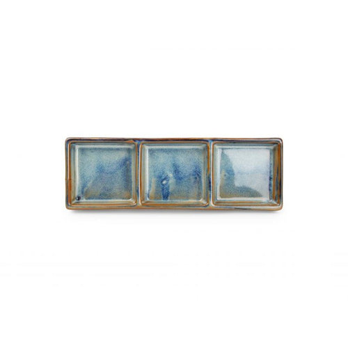 24X8 Cm F2D Nova Piatto Vassoio 3 Scomparti In Porcellana Set 4 Pz