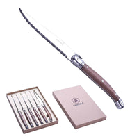 Laguiole Coltello Bistecca In Acciaio Inox Legno Noce Set 6 Pz