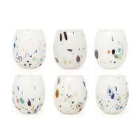 35 Cl Murano Bicchiere Acqua A Pois In Vetro Set 6 Pezzi