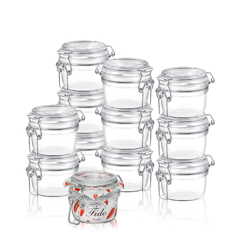 12,5 cl - Fido cilindrische luchtdichte glazen pot - set van 12
