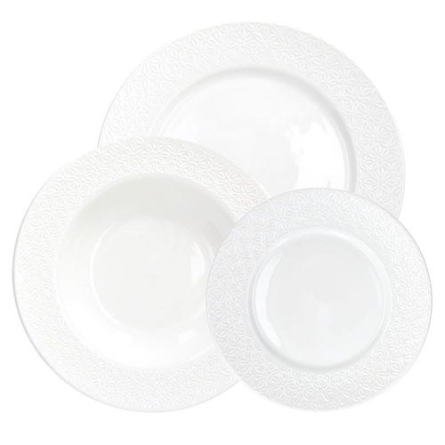 Tognana Margaret Servizio Piatti Con Bordo in Rielievo In Porcellana Set 18 Pz
