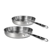24-28 cm - Agnelli Alu-Inox 3-Ply Set Padelle Basse Induzione Con Manici Tubolari - Set 2 Pz