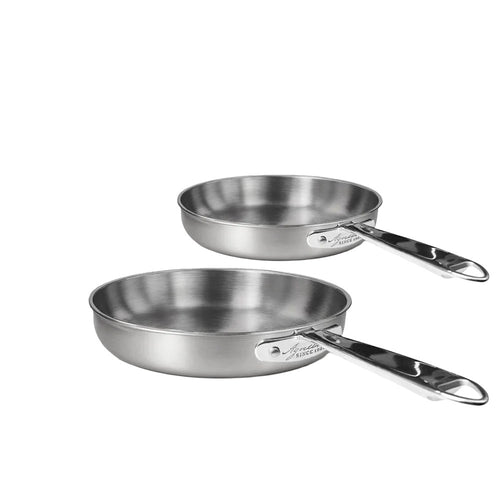 24-28 cm - Agnelli Alu-Inox 3-Ply Set Padelle Basse Induzione Con Manici Tubolari - Set 2 Pz