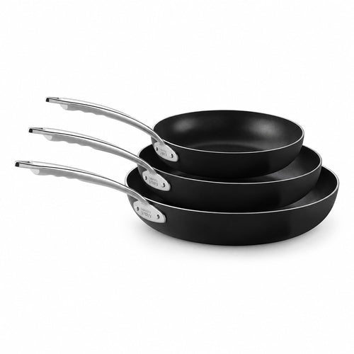 24-28-32 cm - Agnelli AlBlack Tris Padelle Alte Antiaderenti Induzione In Alluminio Con Manico Acciaio Inox - Set 3 Pz