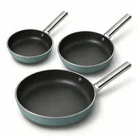 20-24-28 cm - Cookware Tris Padelle Basse Rivestimento Ceramico In Alluminio - Set 3 Pz