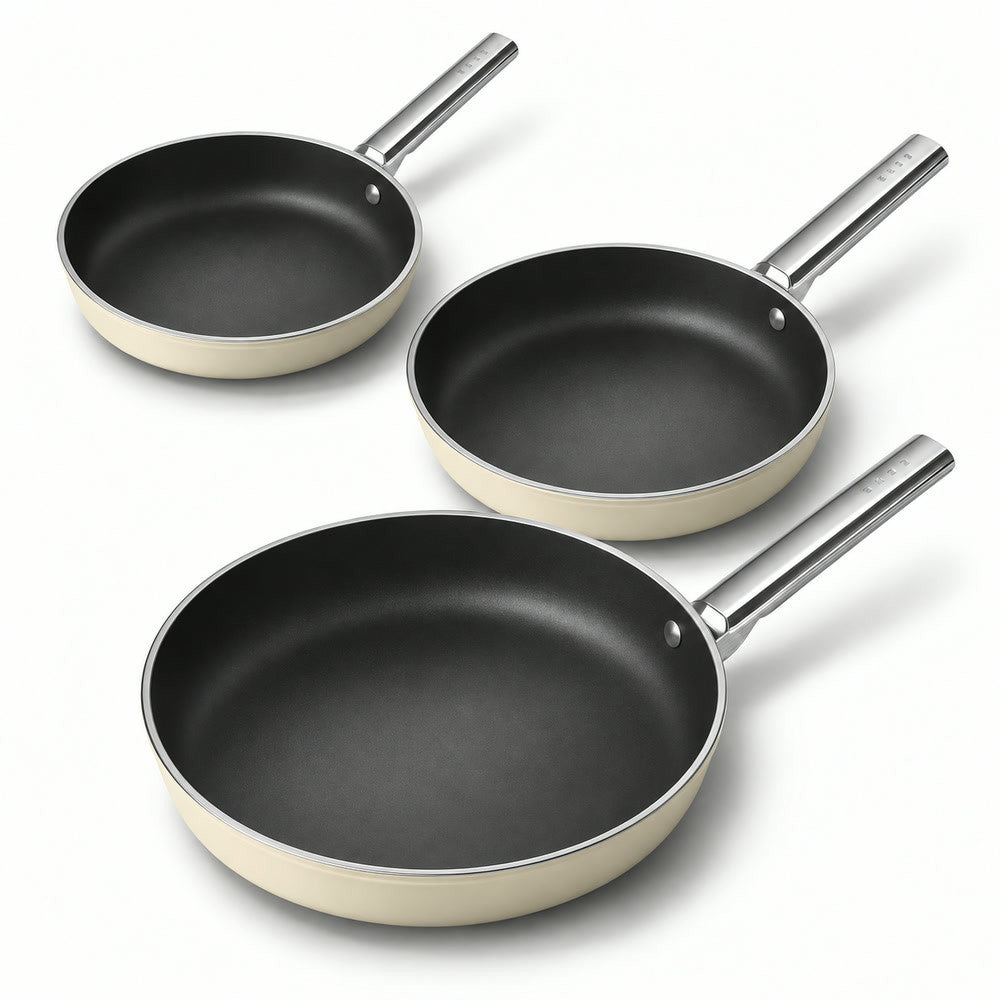 20-24-28 cm - Cookware Tris Padelle Basse Rivestimento Ceramico In Alluminio - Set 3 Pz
