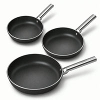 20-24-28 cm - Cookware Tris Padelle Basse Rivestimento Ceramico In Alluminio - Set 3 Pz