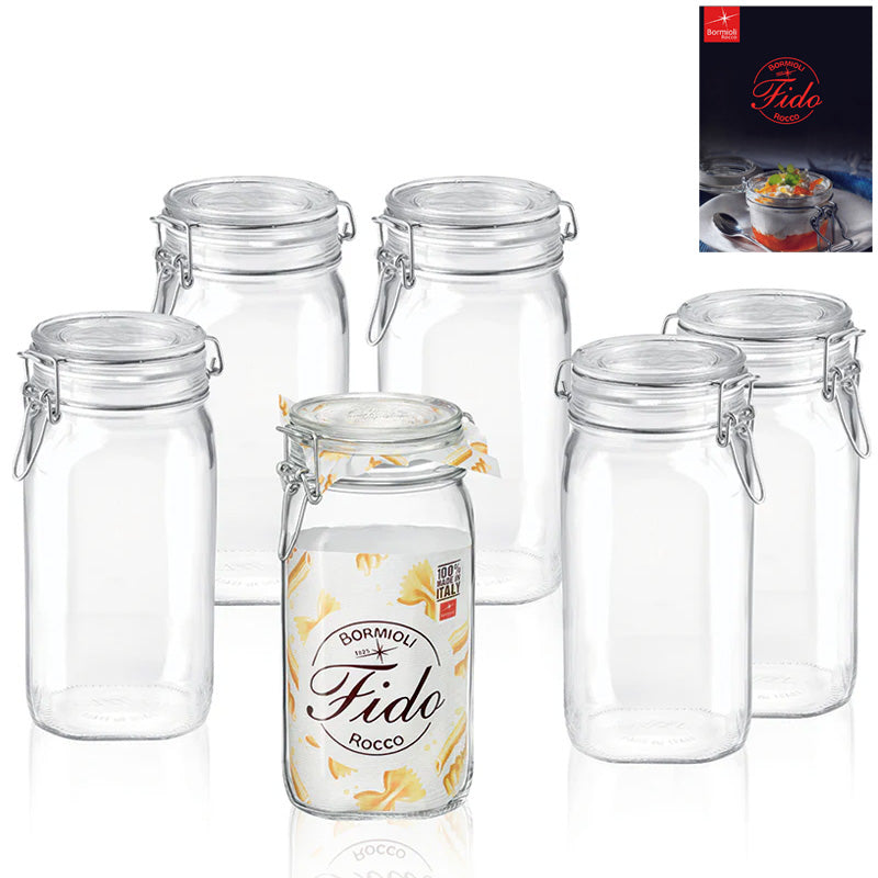 150 cl - Fido cilindrische luchtdichte glazen pot met Fido receptenboek