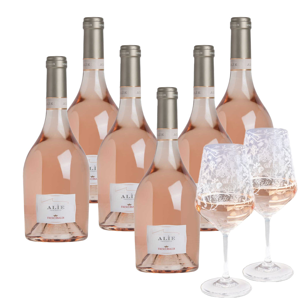 Alìè Toscana IGT 2024 - Set 6 Bottiglie e 6 Calici Cantine Frescobaldi