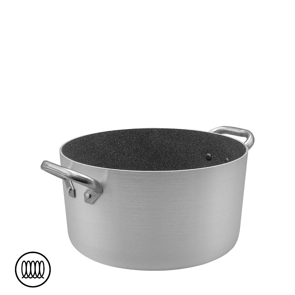 Agnelli SharkSkin Casseruola Alta In Alluminio Antiaderente Induzione Con 2 Maniglie Acciaio Inox