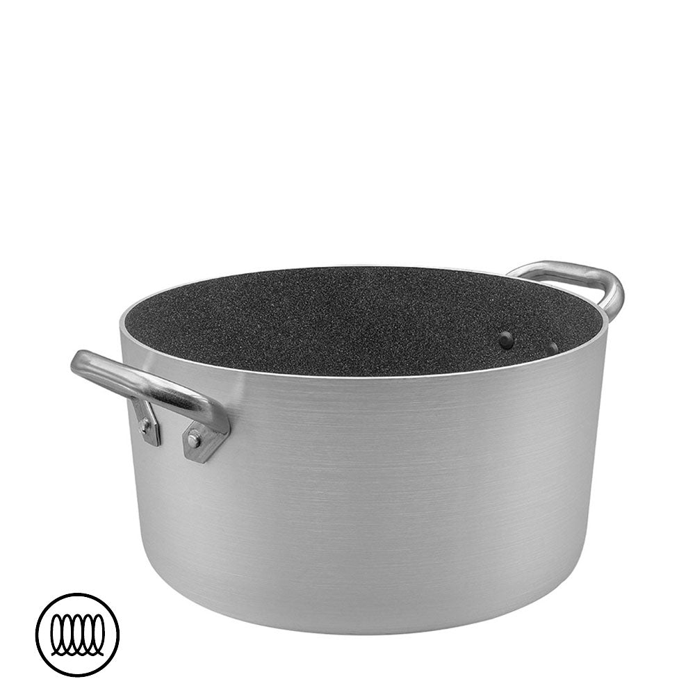 Agnelli SharkSkin Casseruola Alta In Alluminio Antiaderente Induzione Con 2 Maniglie Acciaio Inox