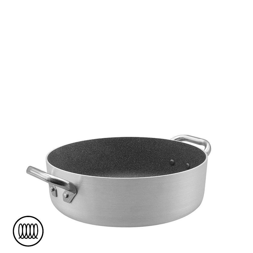 SharkSkin Niedriger antihaftbeschichteter Aluminium-Induktionstopf mit 2 Edelstahlgriffen