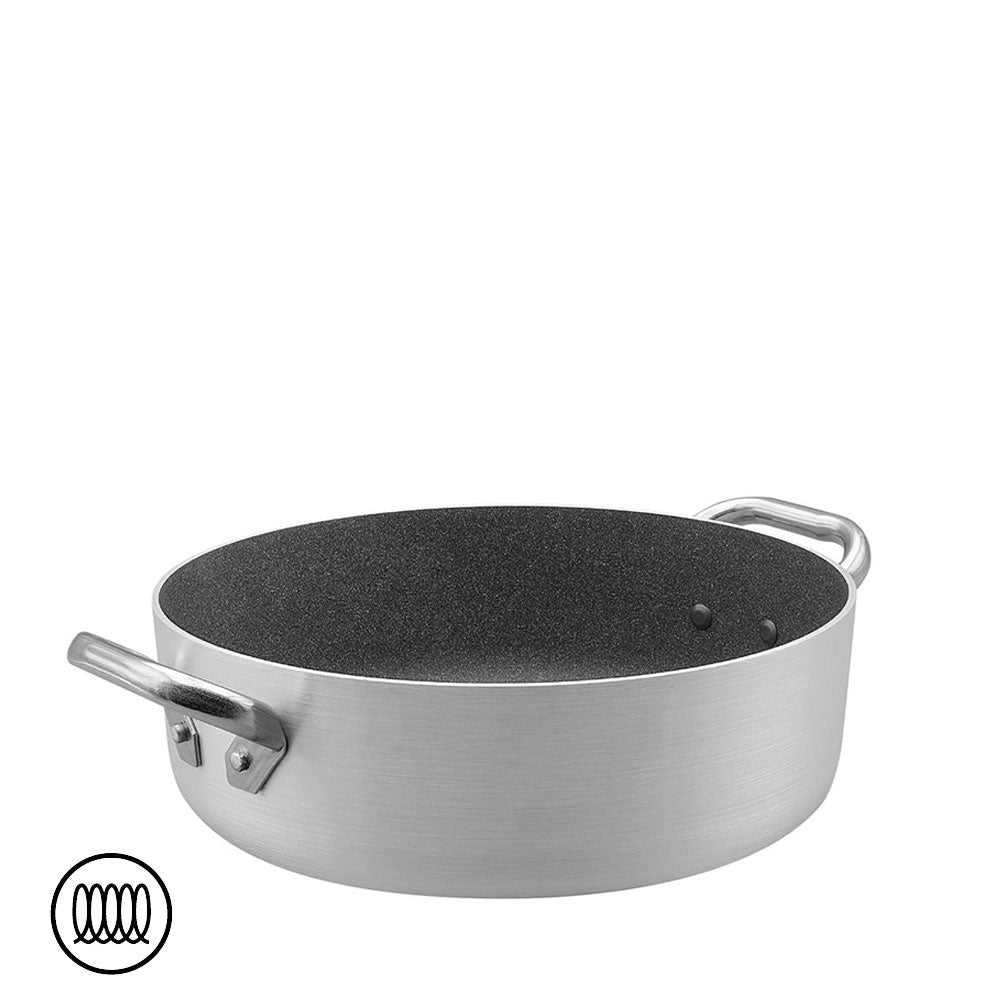 Agnelli SharkSkin Casseruola Bassa In Alluminio Antiaderente Induzione Con 2 Maniglie Acciaio Inox