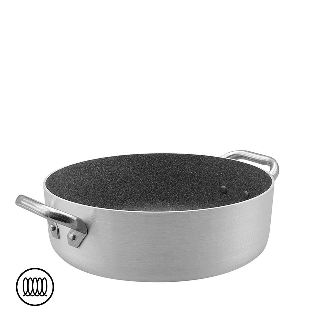Agnelli SharkSkin Casseruola Bassa In Alluminio Antiaderente Induzione Con 2 Maniglie Acciaio Inox
