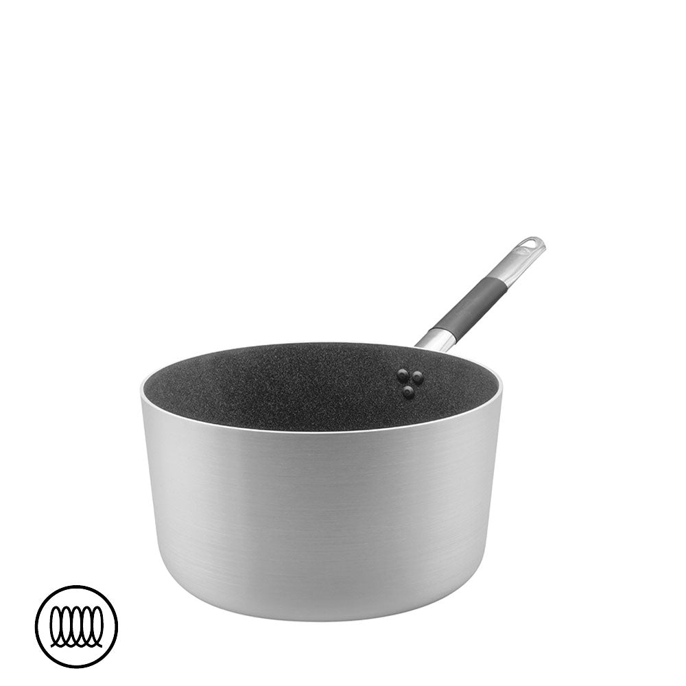Agnelli SharkSkin Casseruola Alta In Alluminio Antiaderente Induzione Con Manico In Acciaio Inox Cool