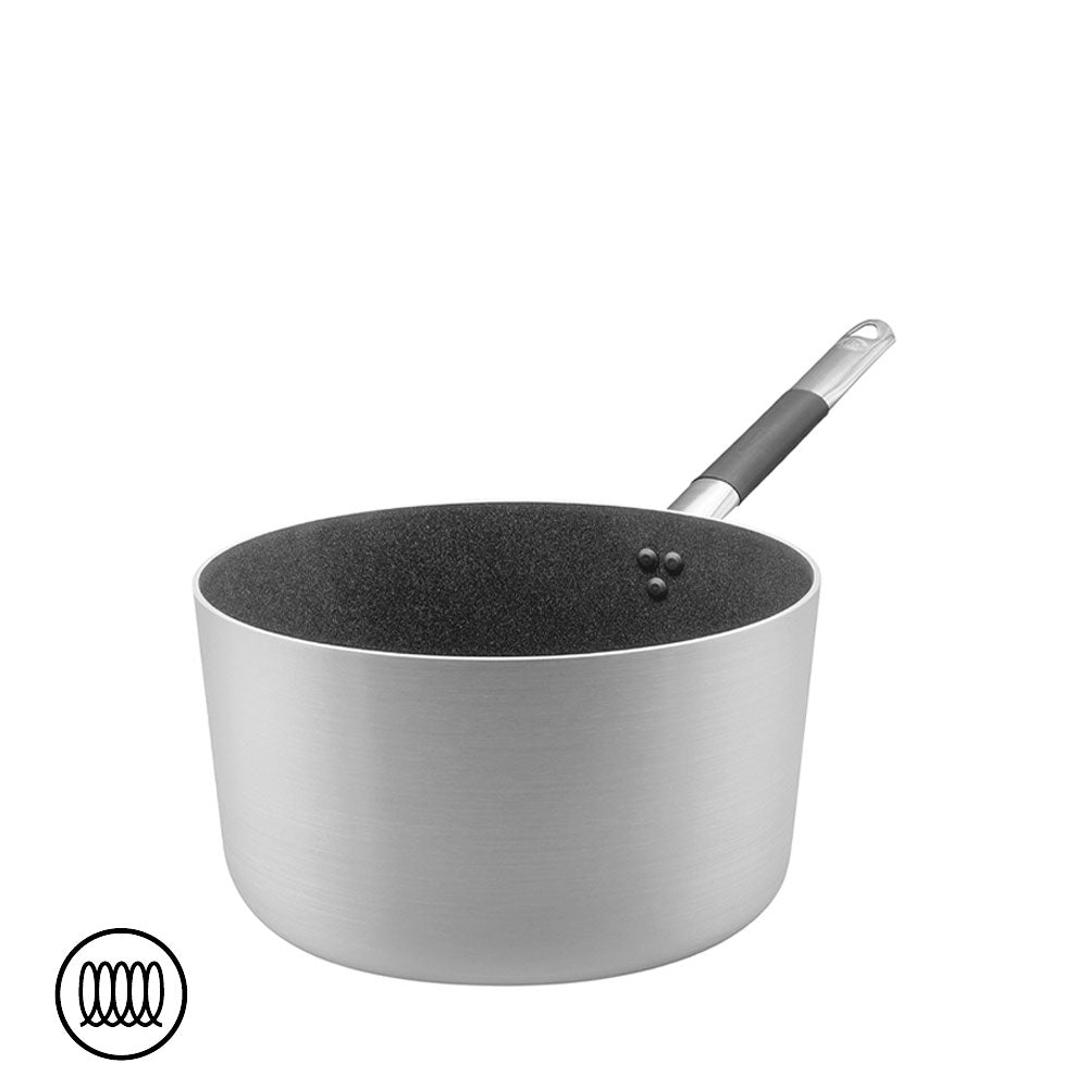 Agnelli SharkSkin Casseruola Alta In Alluminio Antiaderente Induzione Con Manico In Acciaio Inox Cool