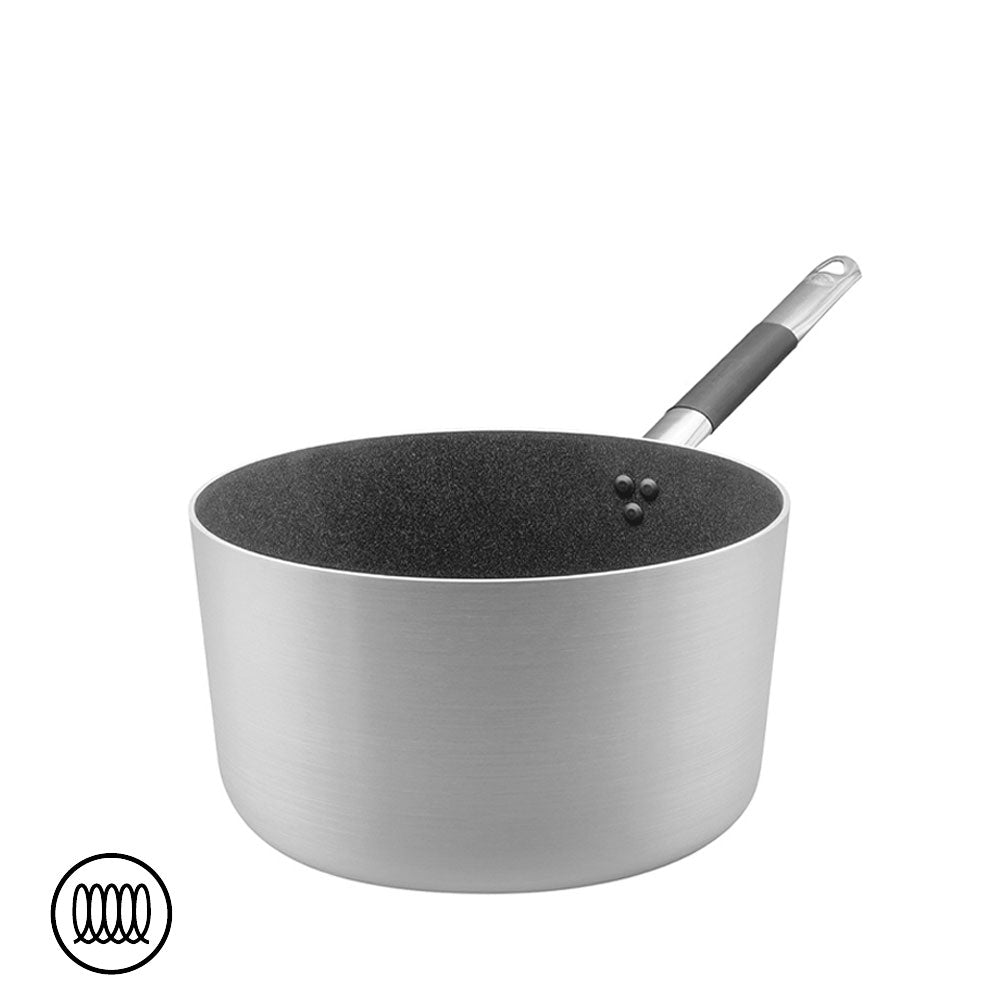 Agnelli SharkSkin Casseruola Alta In Alluminio Antiaderente Induzione Con Manico In Acciaio Inox Cool