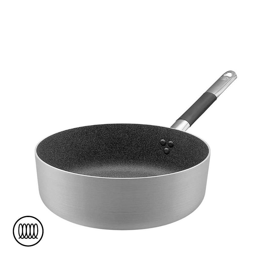 Agnelli SharkSkin Casseruola Bassa In Alluminio Antiaderente Induzione Con Manico In Acciaio Inox Cool