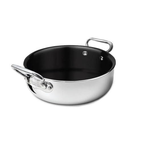 Agnelli Non-Stick Alu-Inox Tegame Basso Antiaderente In Alluminio Con Manici Inox