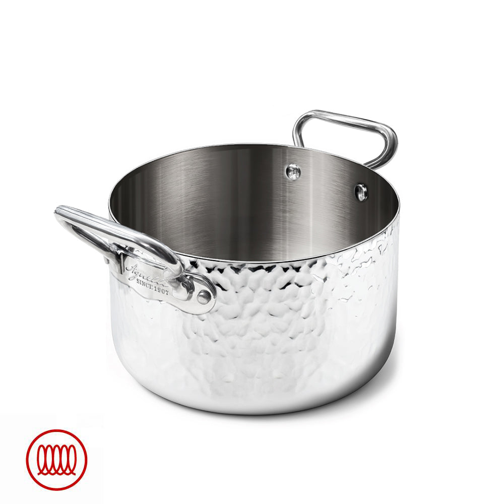 Alu-Inox 3-ply Casseruola Alta Induzione Con Due Maniglie In AluInox