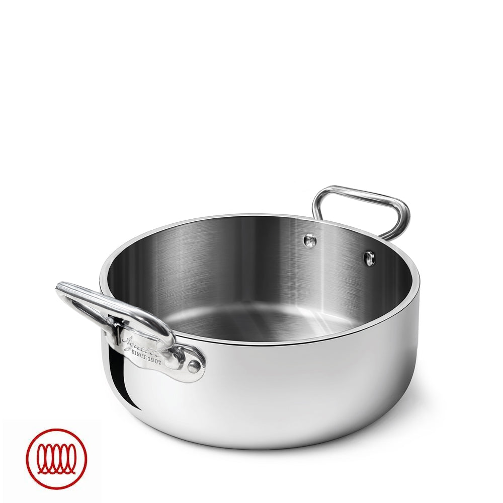 Agnelli Alu-Inox 5-Ply Casseruola Bassa Con Manici 1907 In Alu-Inox