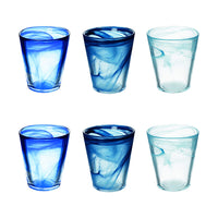 25 cl - Villa D'Este Alabastro Ocean Bicchiere Acqua Colorato In Vetro Set 6 Pz