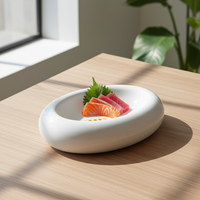 15x10 cm - Stone Piatto Presentazione Ovale In Porcellana - Set 6 Pz