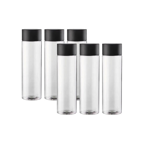 50 - Kefass Cylindrical Glass Water Bottle with Screw Cap - Set of 6